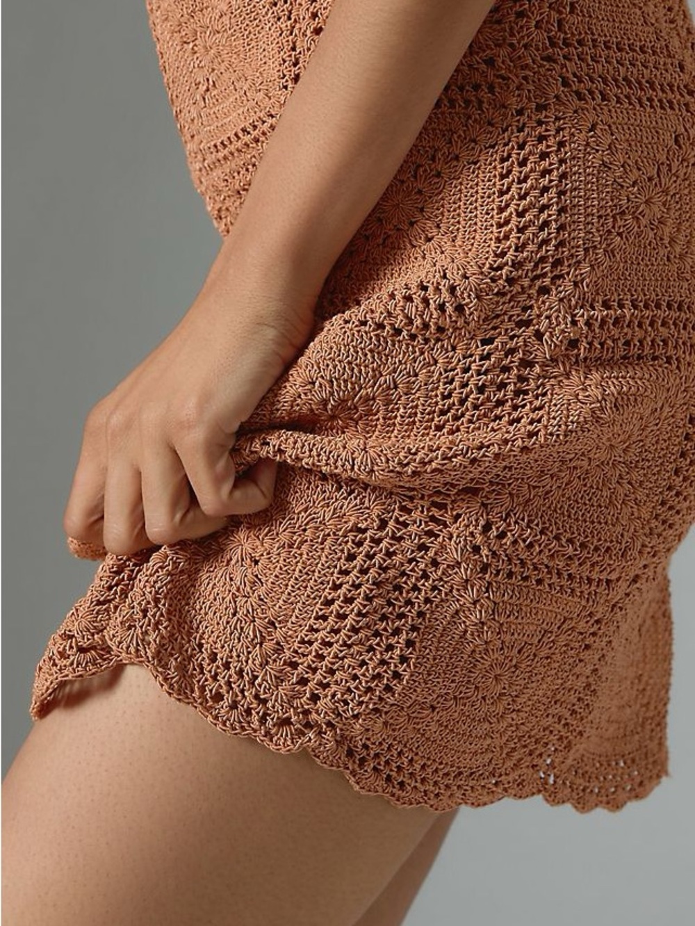 MAGALI PASCAL Crochet Square Panel Mini Dress - Warm Copper - Anthropologie - Picture 2 of 7